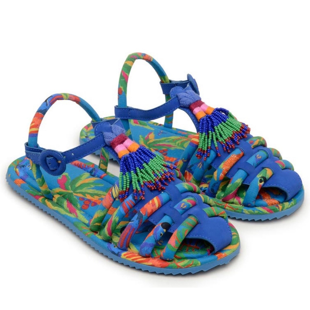 Farm Rio Blue Macaw Tube Strap Sandal